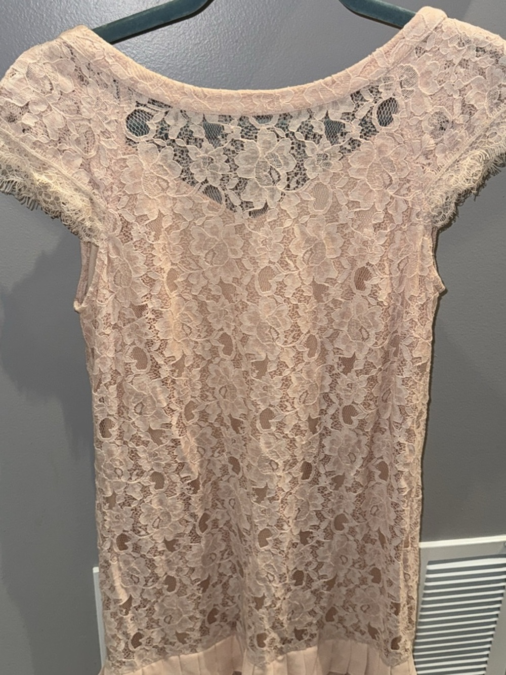 Blush Lace Overlay Shift Dress
